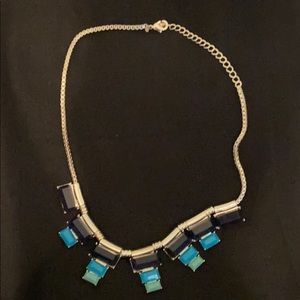 18” Silver Tone Necklace with colored stones